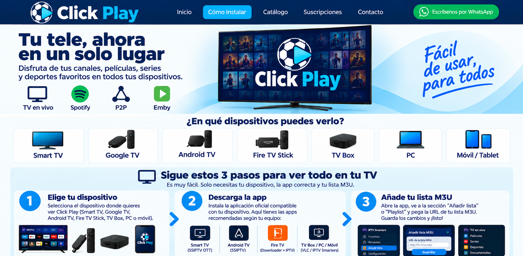 Click Play: canales, películas, series y deportes en todos tus dispositivos